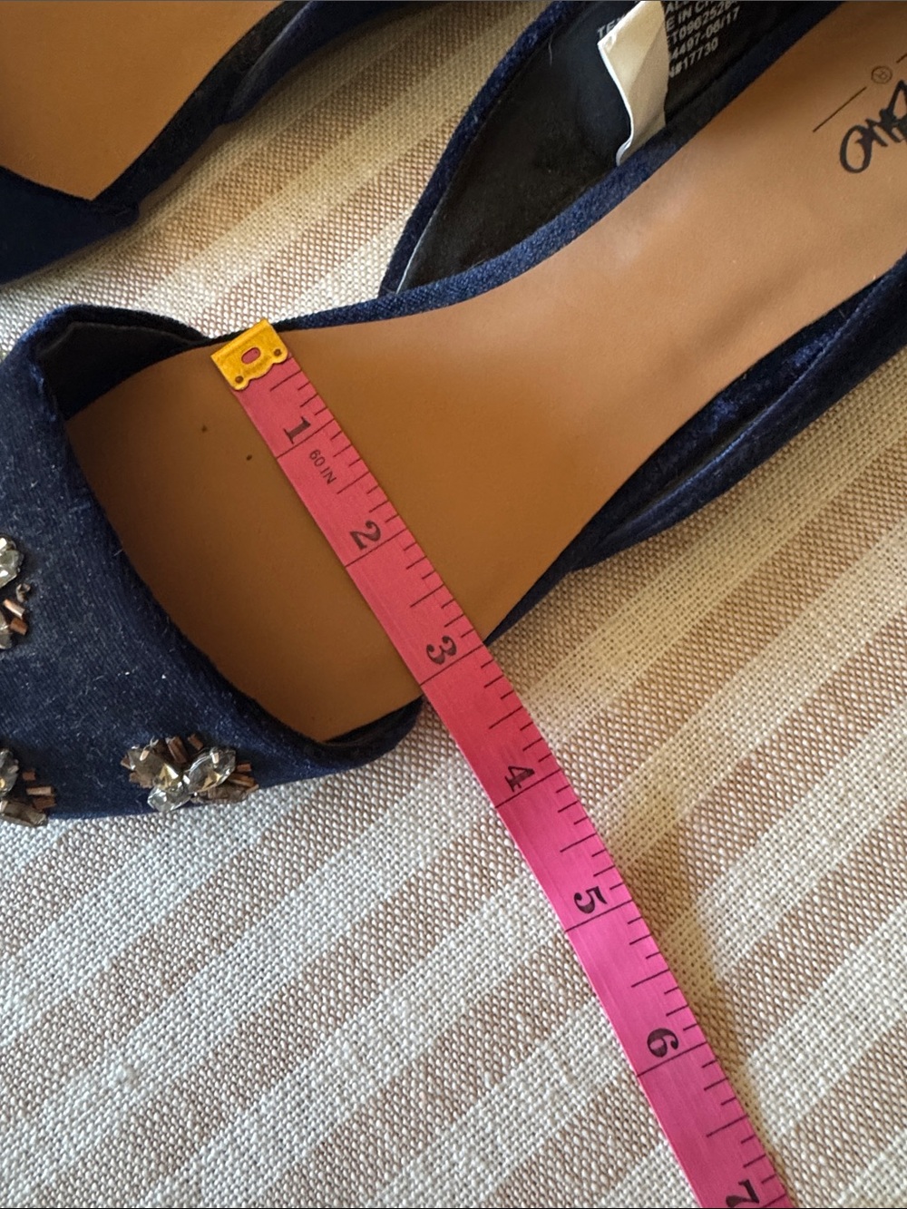 Mossimo Supply Co. Navy Pointed Toe Flats with Crystal Flower Accents - Picture 6 of 8